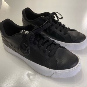 Nike Women’s Court Royale AC Black Low Top with Black Oil Swoosh, size 7.5